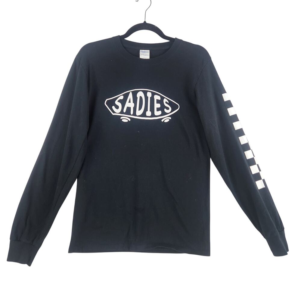 Port & Company Mens Sadies Skateboard Long Sleeve T-Shirt S Black Checkered